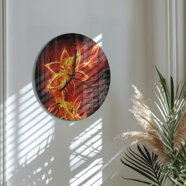 Round wall clock Fire Flower