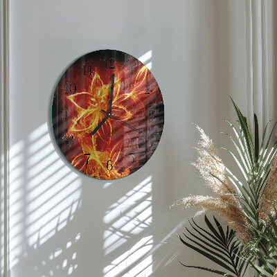 Round wall clock Fire Flower