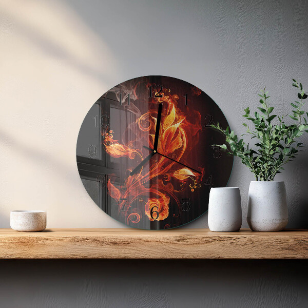 Round wall clock Fire Flower