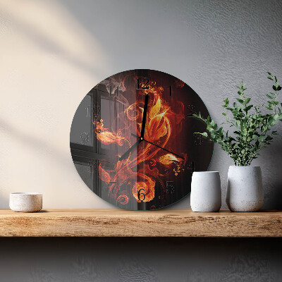 Round wall clock Fire Flower