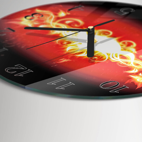 Round wall clock Fire Flower