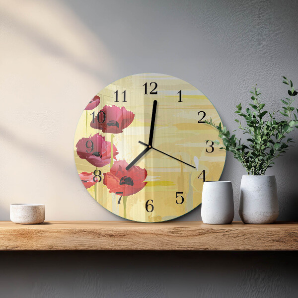 Round wall clock Poppies