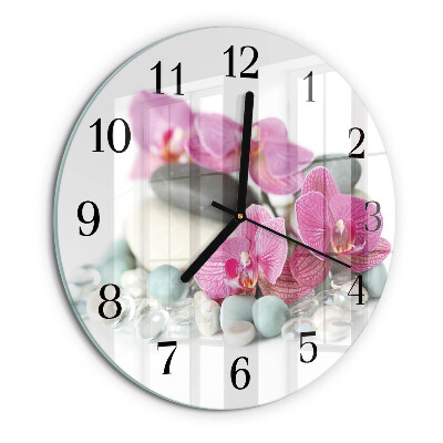 Round wall clock Orchids