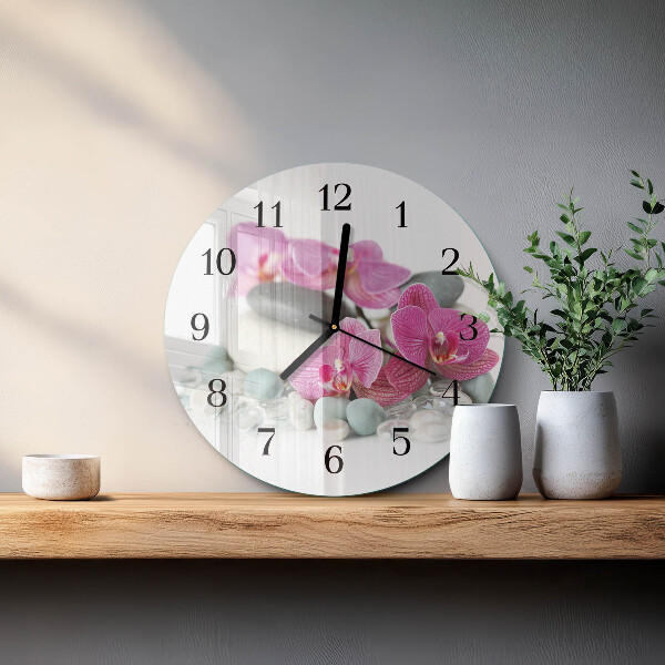 Round wall clock Orchids
