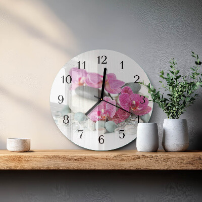 Round wall clock Orchids