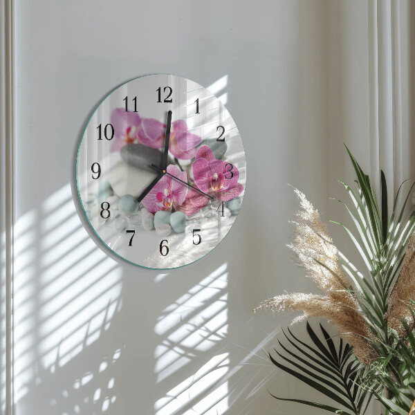 Round wall clock Orchids