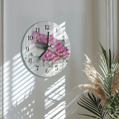 Round wall clock Orchids