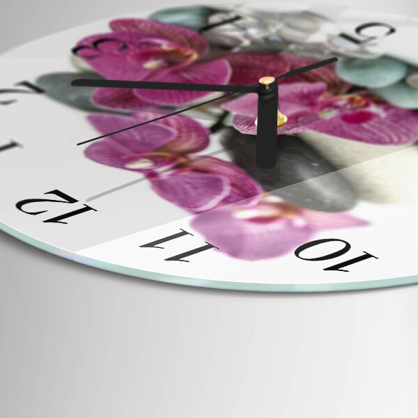 Round wall clock Orchids