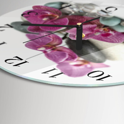 Round wall clock Orchids