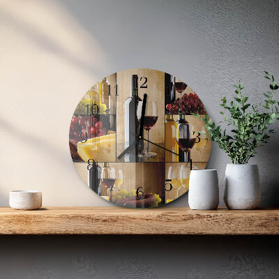 Round wall clock Bottle of Wine