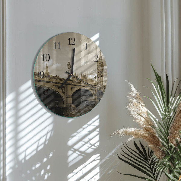 Round wall clock Sepia Bridge