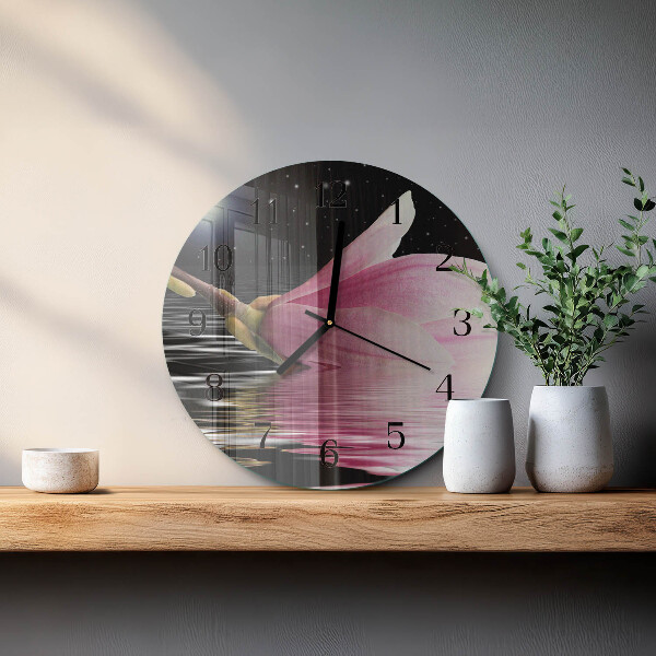 Round wall clock Magnolia Flower