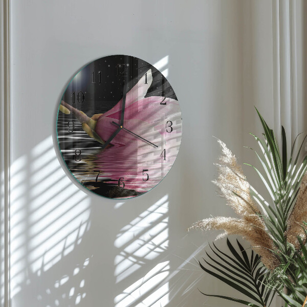 Round wall clock Magnolia Flower