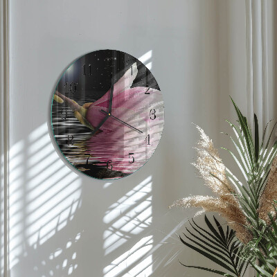 Round wall clock Magnolia Flower