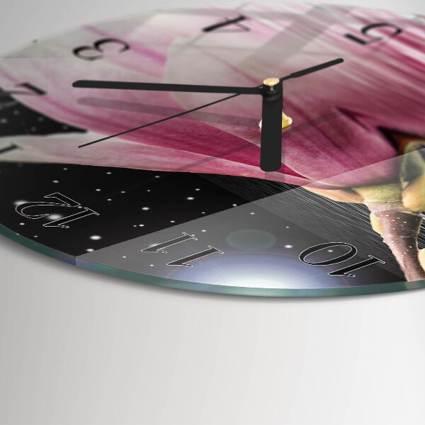 Round wall clock Magnolia Flower