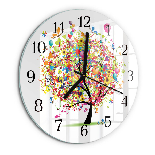 Round wall clock Colorful Tree