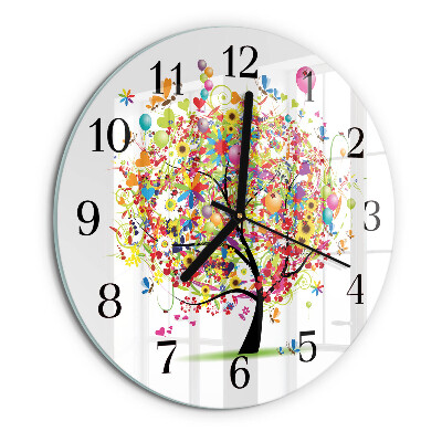 Round wall clock Colorful Tree