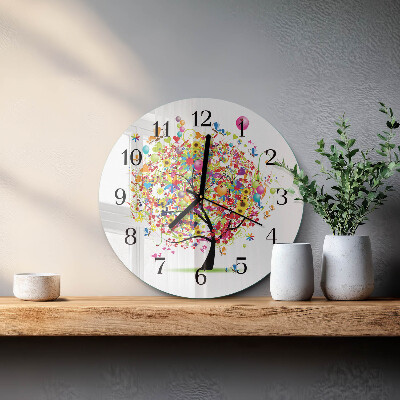 Round wall clock Colorful Tree