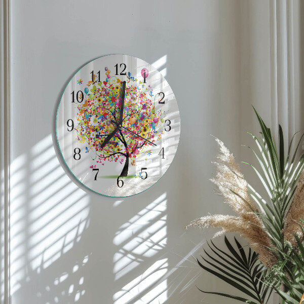 Round wall clock Colorful Tree