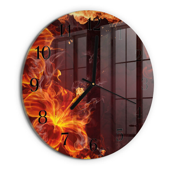 Round wall clock Flowers of Fire