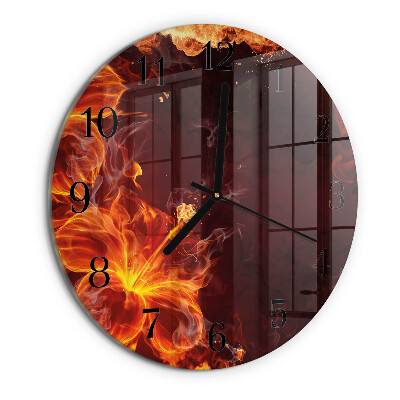 Round wall clock Flowers of Fire