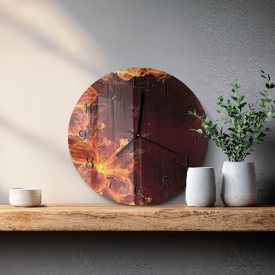 Round wall clock Flowers of Fire