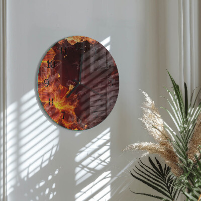 Round wall clock Flowers of Fire