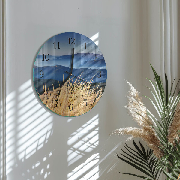 Round wall clock Mountains Grass
