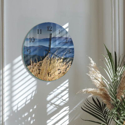 Round wall clock Mountains Grass