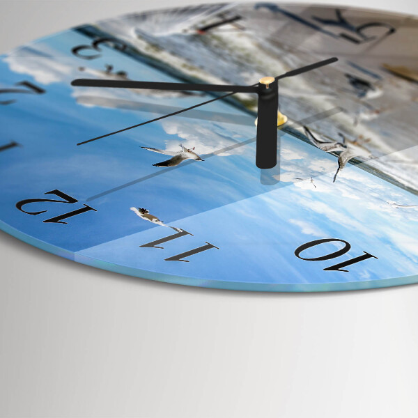 Round wall clock Seagulls on the Beach