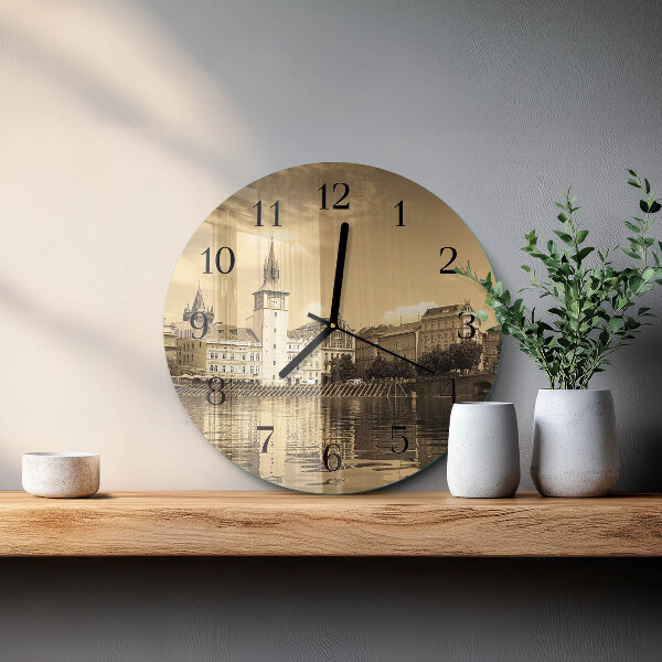 Round wall clock Sepia Castle