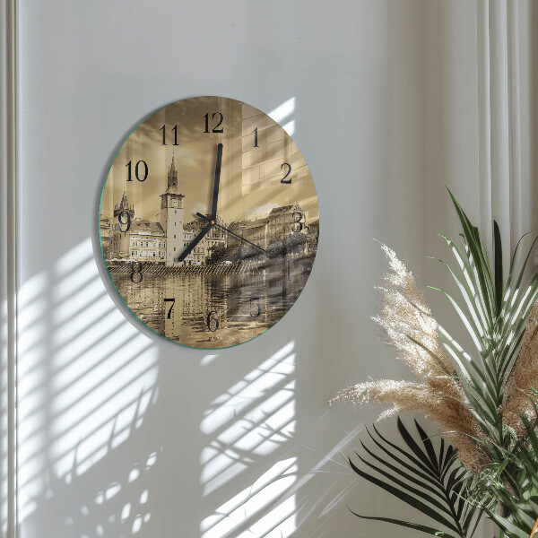 Round wall clock Sepia Castle