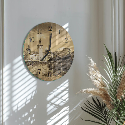 Round wall clock Sepia Castle