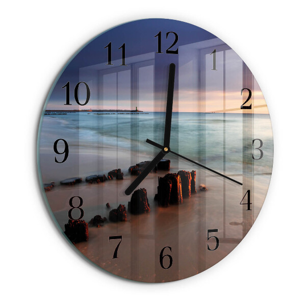 Round wall clock Beach Sea