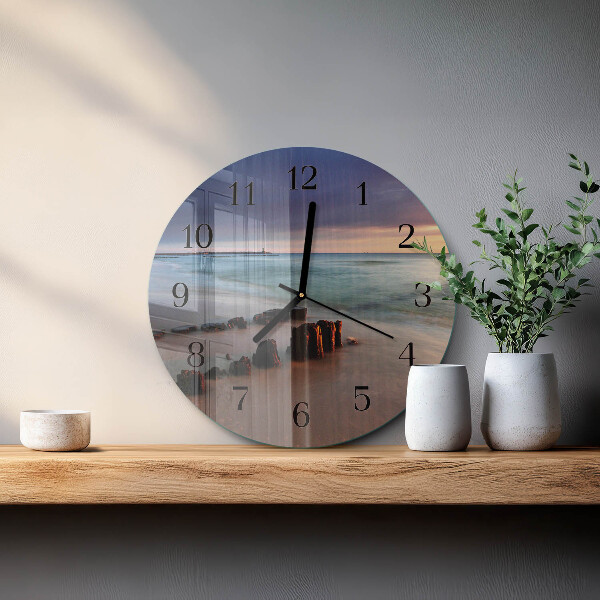 Round wall clock Beach Sea