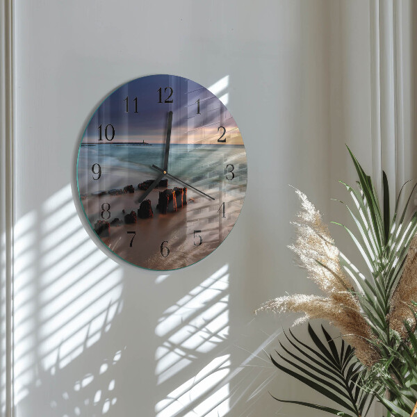 Round wall clock Beach Sea