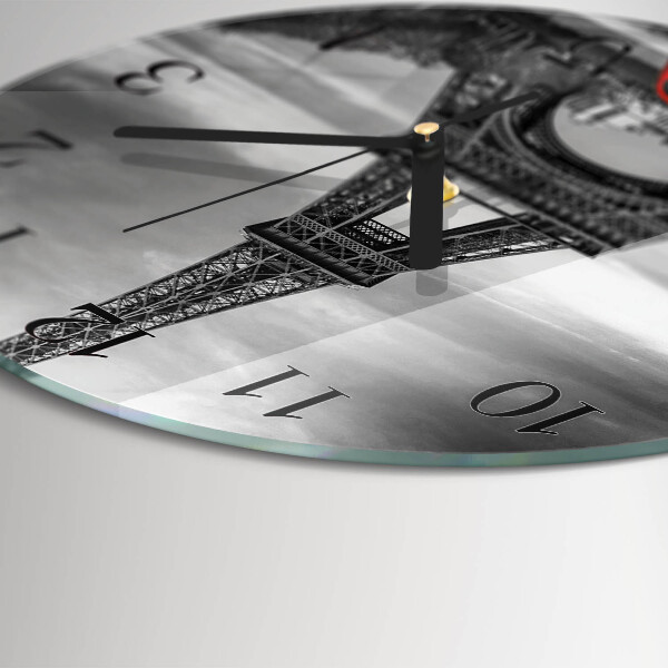 Round wall clock Eiffel Tower car
