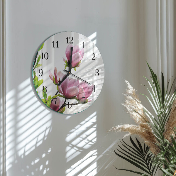 Round wall clock Magnolia Flower