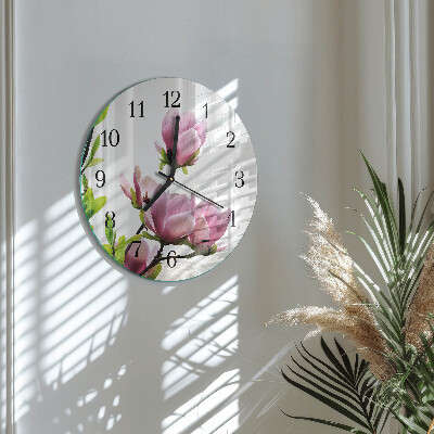 Round wall clock Magnolia Flower