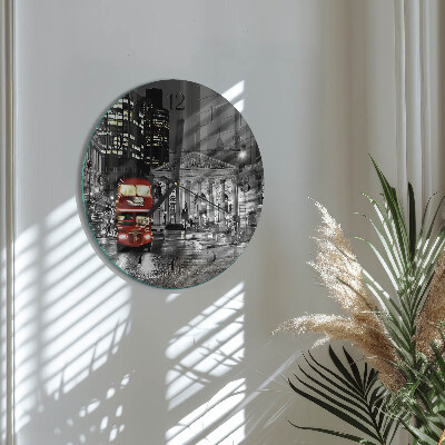 Round wall clock London bus