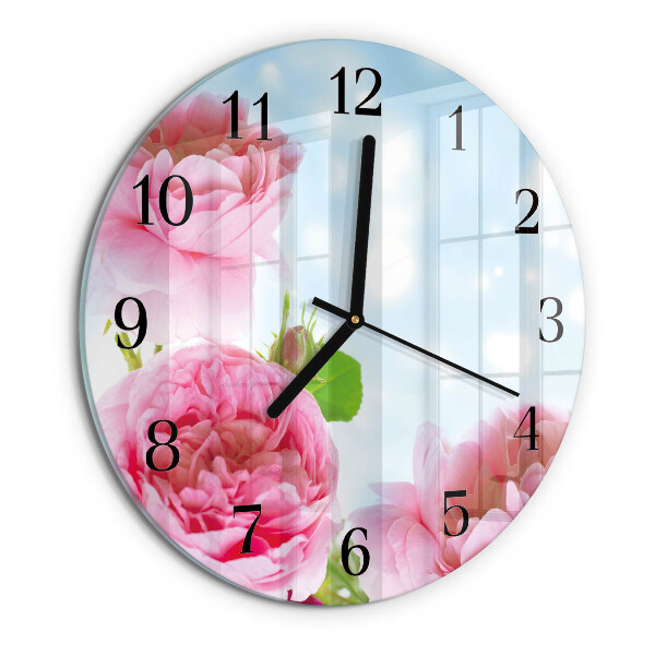 Round wall clock Peonies