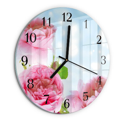 Round wall clock Peonies