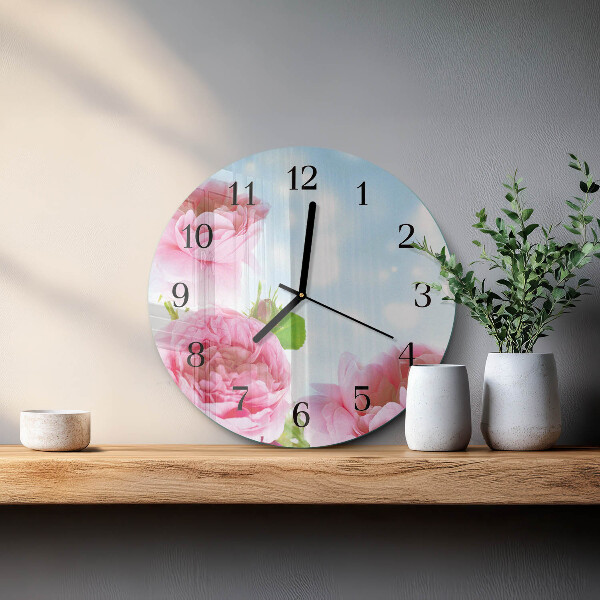 Round wall clock Peonies