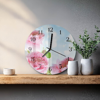 Round wall clock Peonies