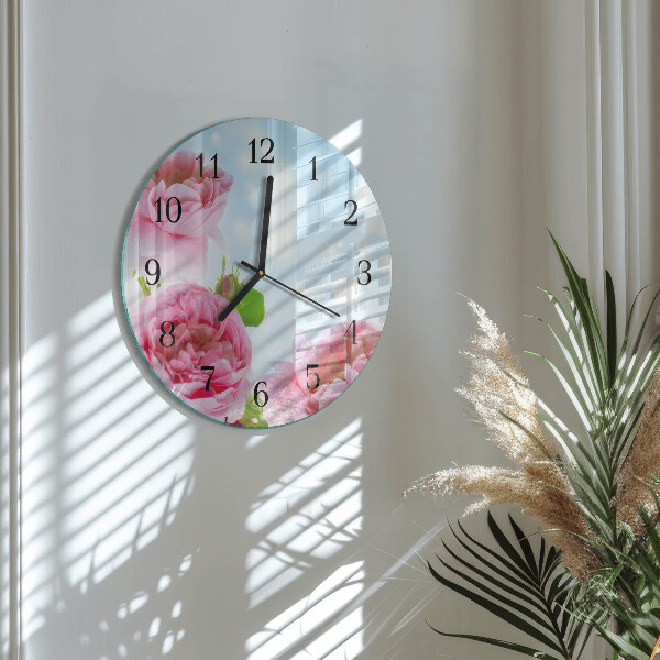Round wall clock Peonies