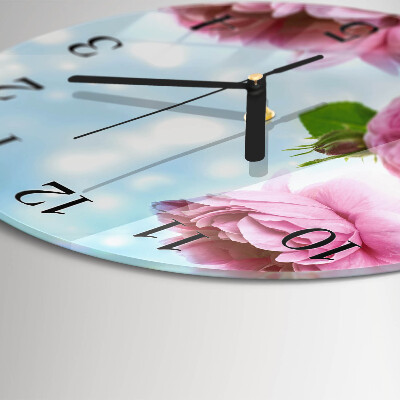 Round wall clock Peonies