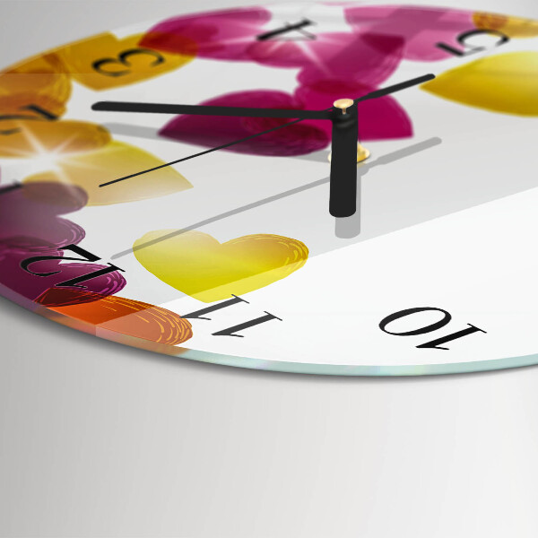 Round wall clock Colorful Hearts