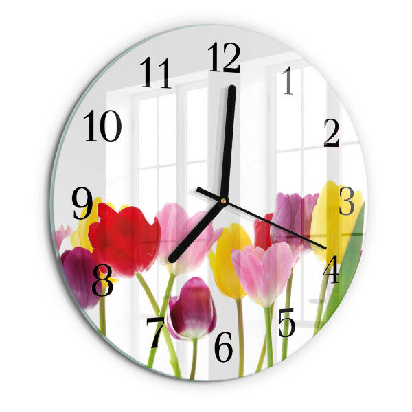 Round wall clock Colorful Tulips