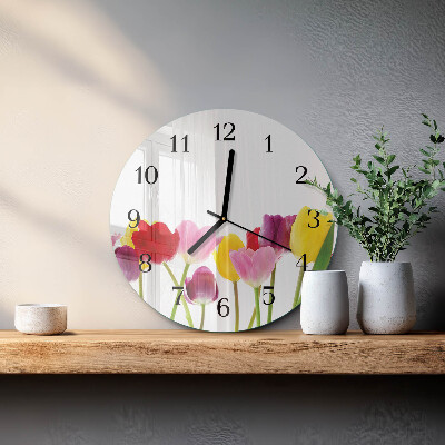 Round wall clock Colorful Tulips