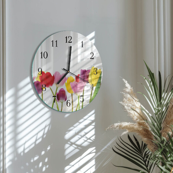 Round wall clock Colorful Tulips